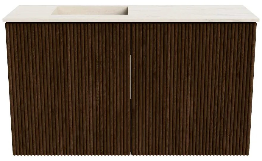 Mondiaz Joya DLux 70cm toiletmeubel walnut met wastafel faye links 1 kraangat meli