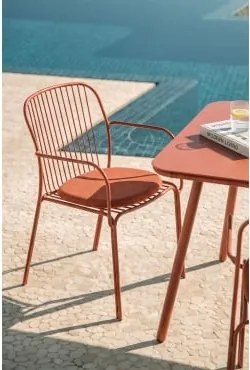 Pack Van 2 Tuinstoelen Met Armleuningen Van Staal Anerina Terracota & Terracota - Sklum