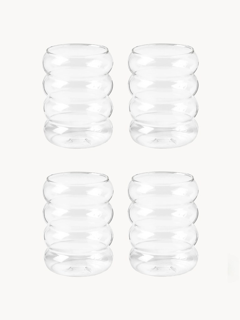 Mondgeblazen waterglazen Bubbly, 4 stuks