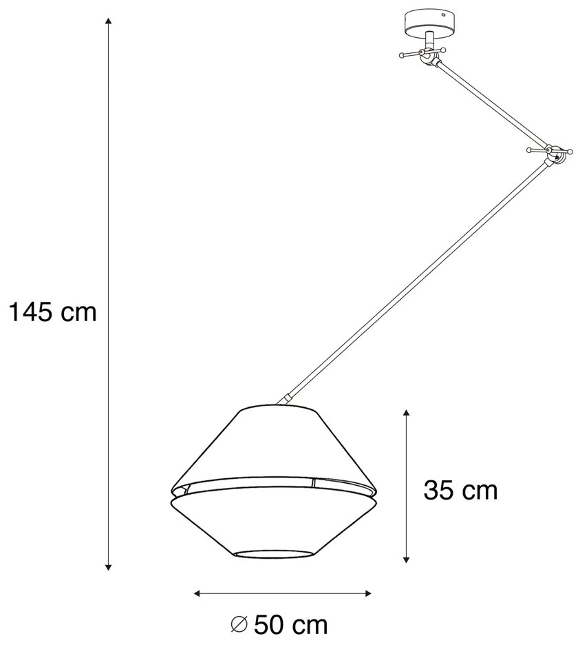 Hanglamp zwart met dubbele velours lampenkap groen met gouden binnenkant - Blitz Klassiek / Antiek, Modern E27 rond Binnenverlichting Lamp
