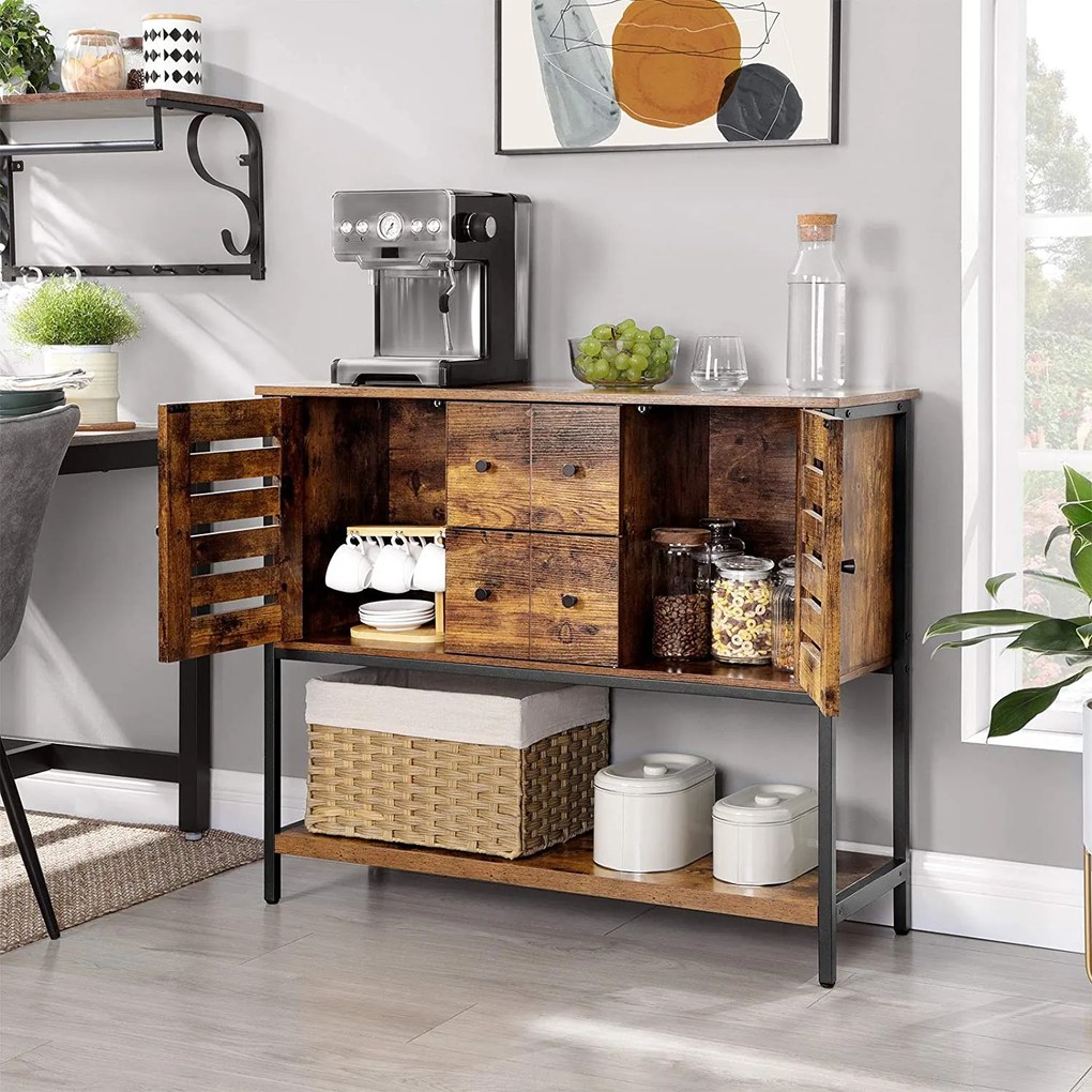 Nancy's Tilburry Opbergkast - Commode Kasten - Industriële Kast - Dressoir - Kast met 6 Lades - 100 x 35 x 84,5 cm (L x B x H)