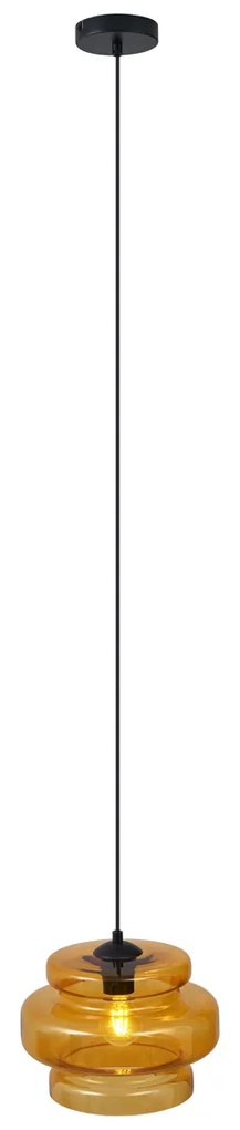 Retro hanglamp zwart met oranje glas - Denise