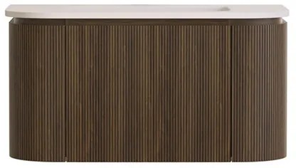 Lambini Designs Eleganza rond badmeubel 80cm dark walnut met ribbelfront en wastafel zonder kraangat