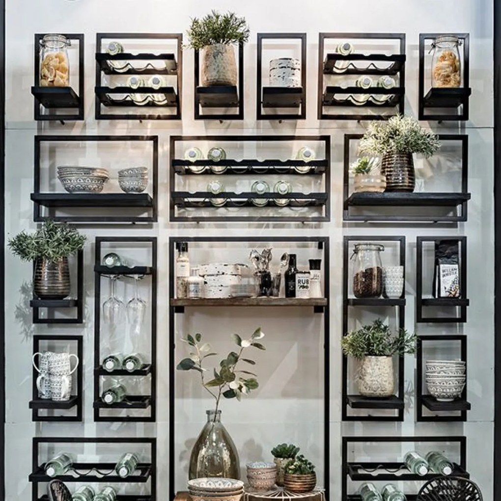 DTP Home Shelfmate Black Type E Wandplank Van Zwart Teakhout - 20x25x35cm.
