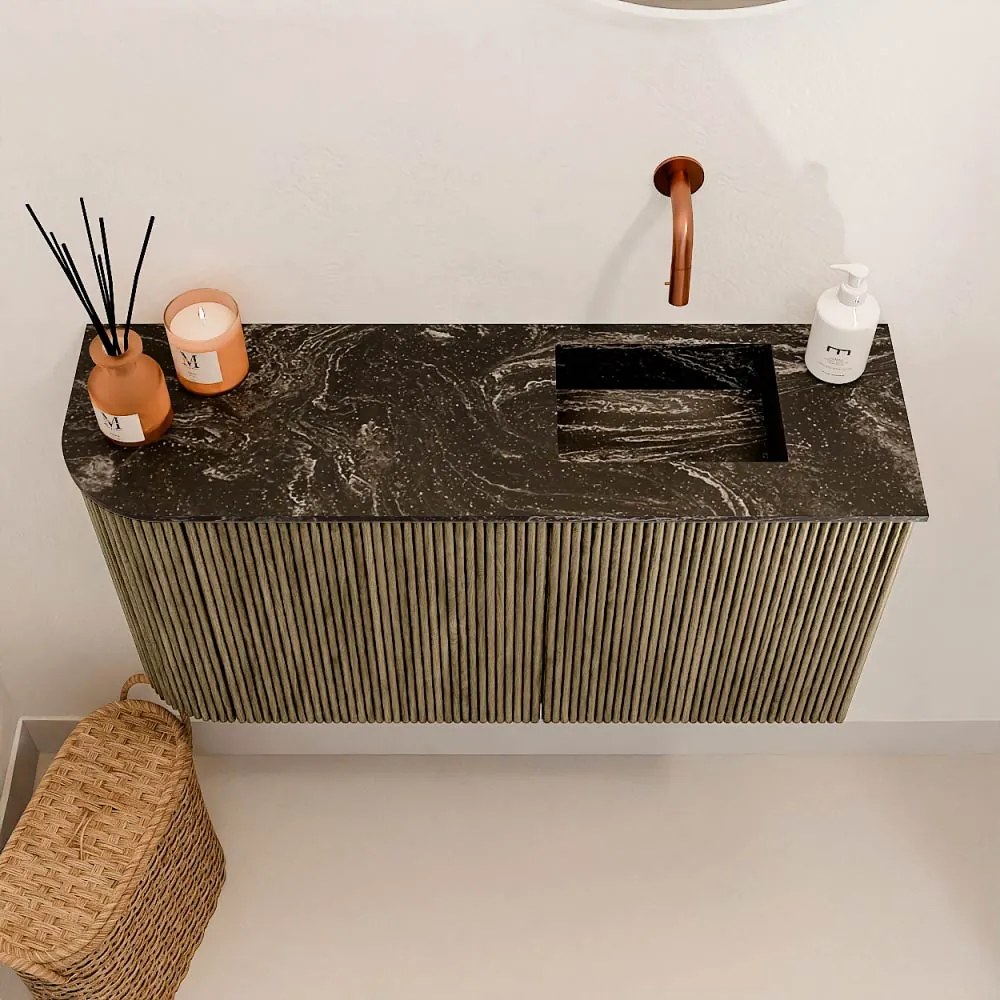 Mondiaz Joya DLux 80cm toiletmeubel ronding links dusk met wastafel faye rechts zonder kraangat lava