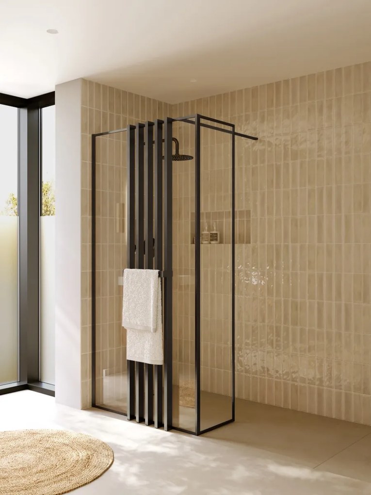 Riho Define inloopdouche l-vorm met decopaneel 100x40x200cm ijzer verouderd mat
