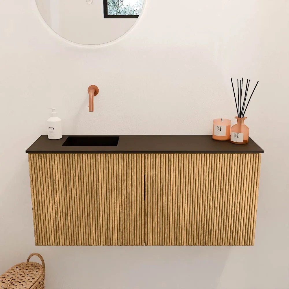 Mondiaz Joya 90cm toiletmeubel oak met wastafel faye links zonder kraangat urban