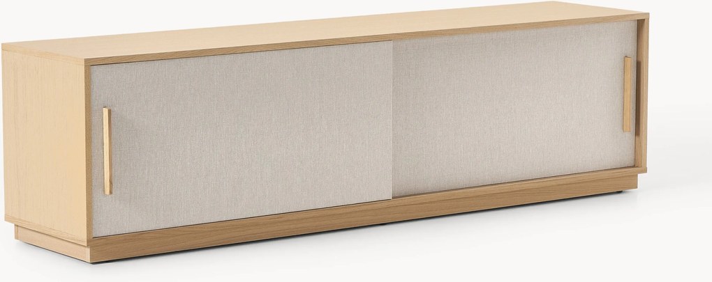 Houten tv-meubel Wisp met gestoffeerde voorkant