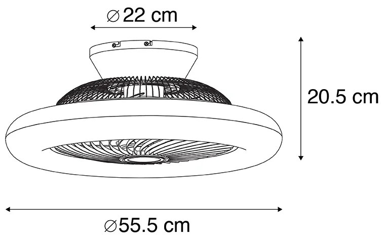 Plafondventilator met lamp wit 55.5cm incl. LED dimbaar met afstandsbediening - Clima Design rond Binnenverlichting Lamp