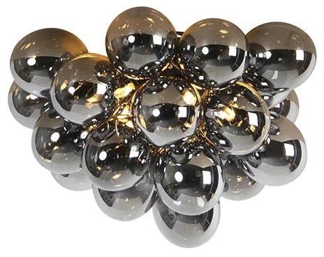 Design plafondlamp zwart met smoke glas 6-lichts - Uvas Art Deco, Design G9 bol / globe / rond Binnenverlichting Lamp
