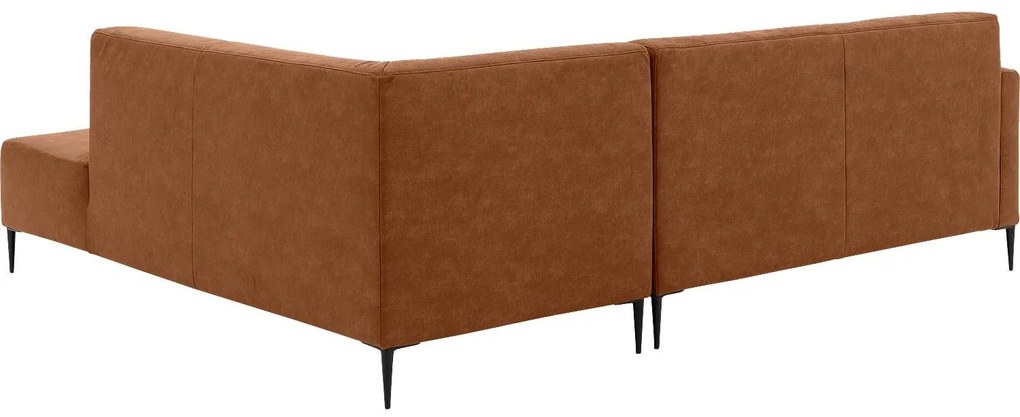 Goossens  Key West cognac, micro leer, 2,5-zits, modern design met ligelement rechts