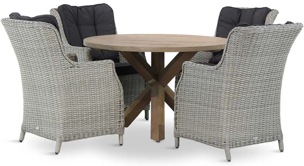 Tuinset Rond 4 personen 120 cm Wicker Grijs Garden Collections Buckingham/Sand