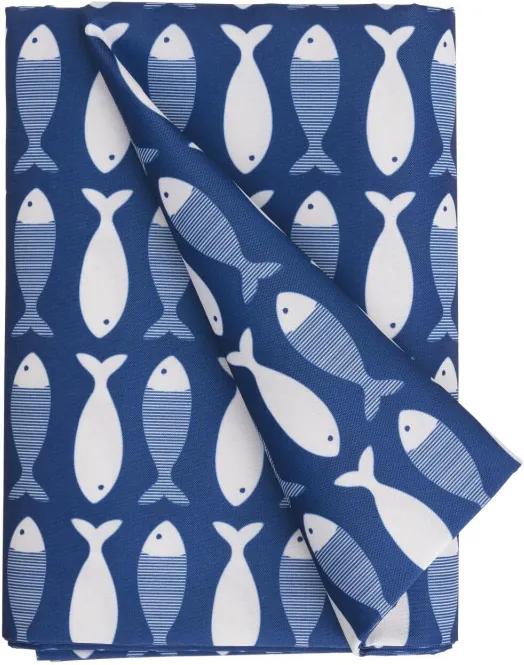 Tafelkleed - 140 X 200 - Polyester - Blauw Vissen (blauw)