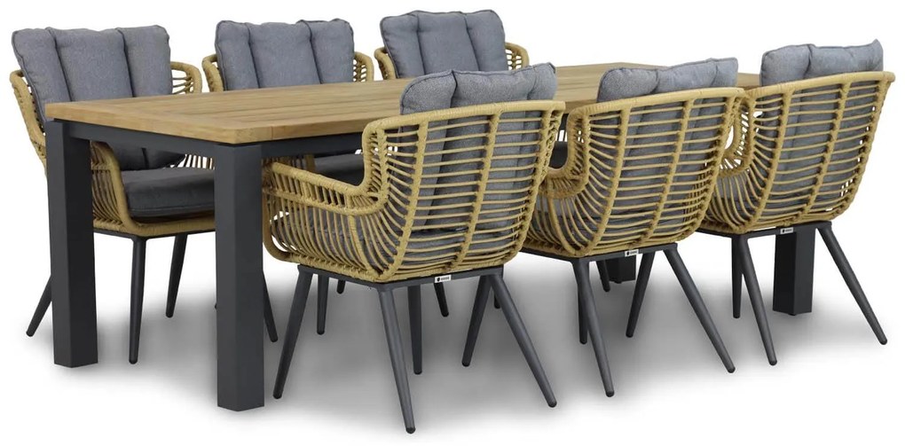 Tuinset 6 personen 230 cm Wicker/Aluminium/Aluminium/wicker Taupe Coco Azzano/Veneto