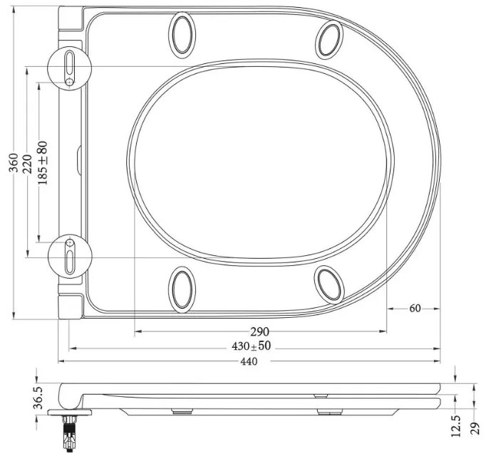 Mueller Flatline softclose toiletzitting met quick release mat zwart