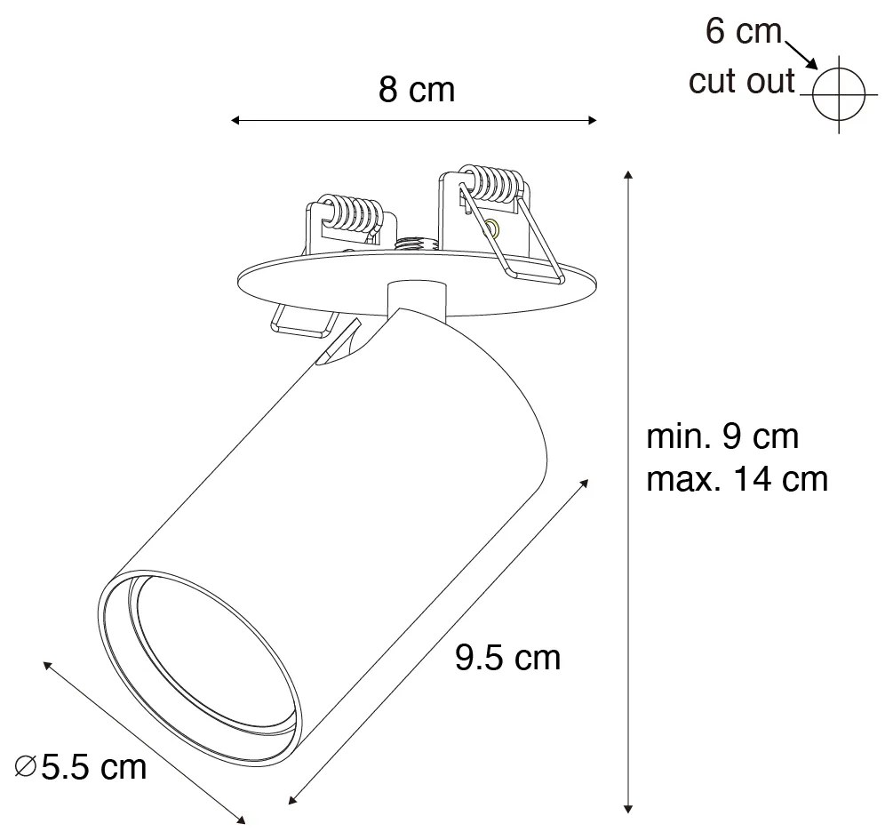 Set van 6 moderne inbouwspots donker brons GU10 50mm - Chels