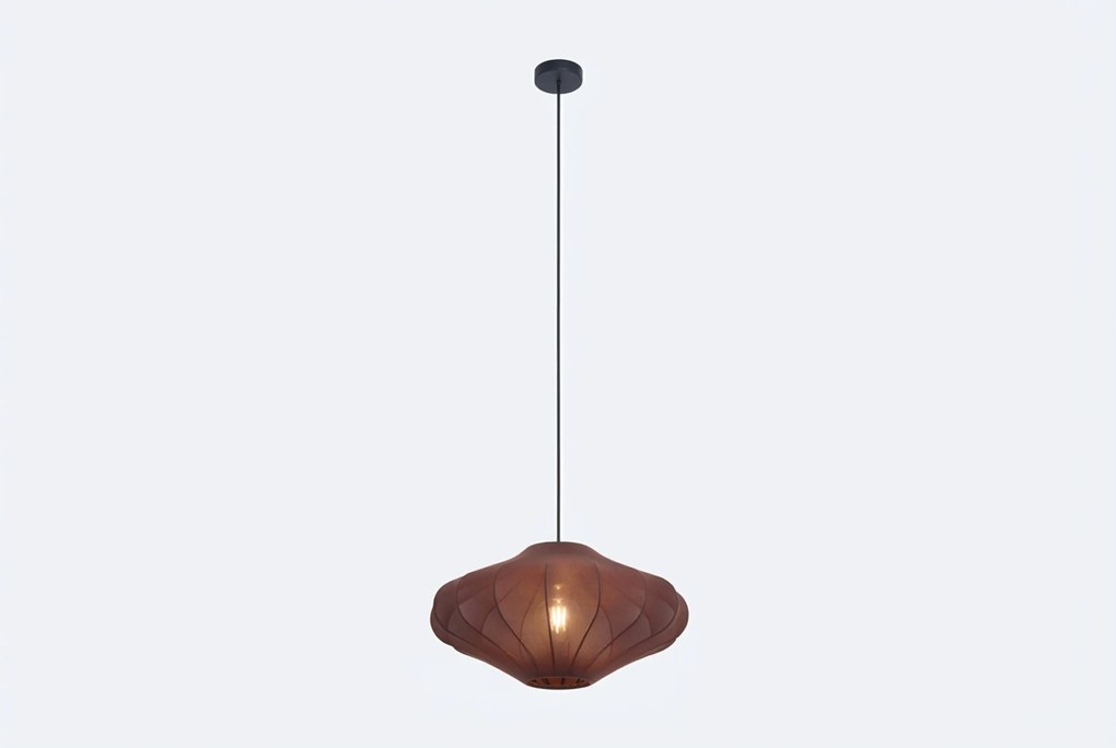 Japandi Hanglamp Bruin Met Stoffen Kap - Plu Taupe