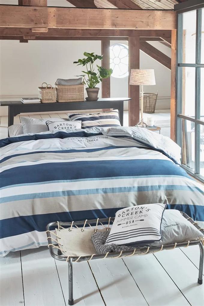 Rivièra Maison Beddengoed | Dekbedovertrekset Mason Ridge lits-jumeaux: breedte 240 cm x lengte 200/220 cm + blauw dekbedovertreksets katoen bed & bad beddengoed