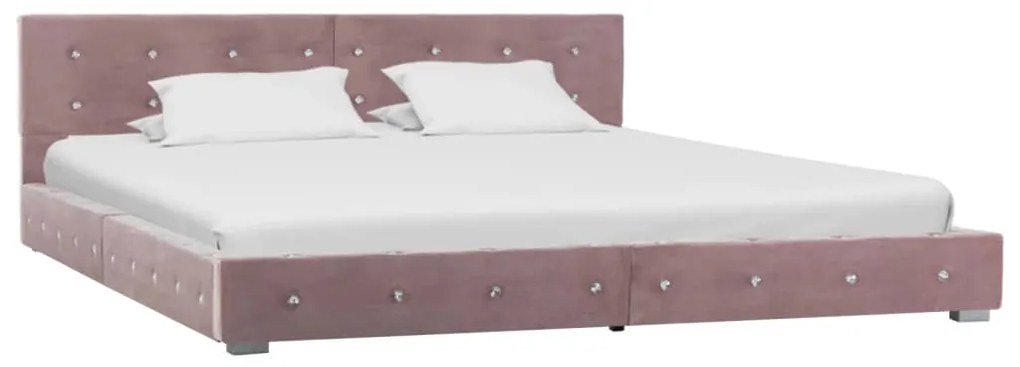 vidaXL Bed met traagschuim matras fluweel roze 160x200 cm