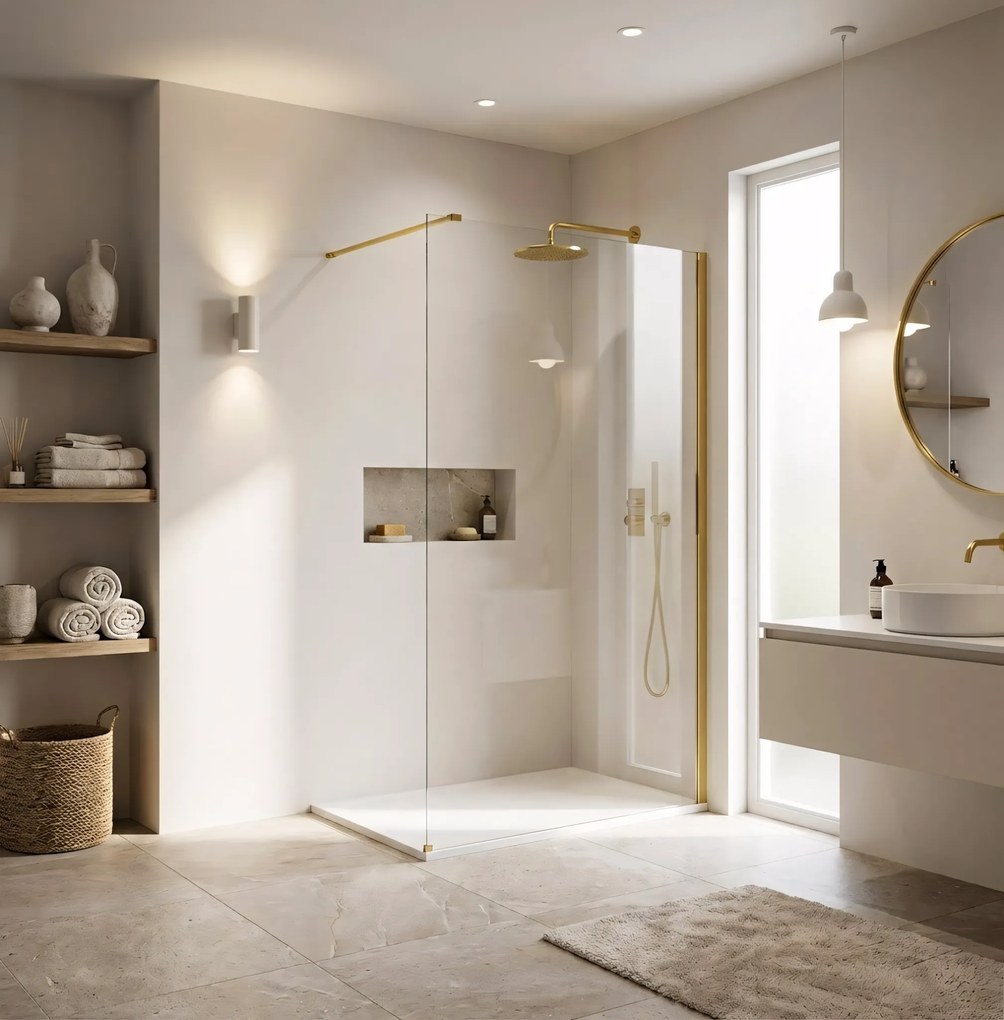 Walk-in douchewand Rea Flexi Transparent / Gold 90