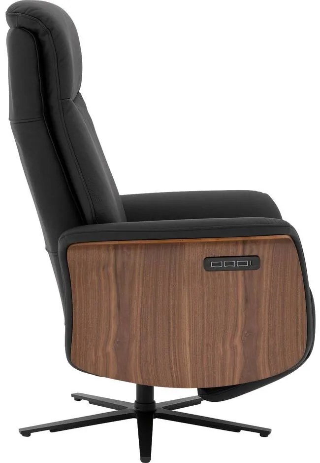 Goossens Relaxstoel Finesse, Recliner electrisch (3 motorig) met notenkleurige zijkant