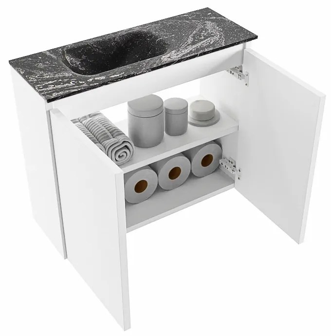 Mondiaz Ture DLux toiletmeubel 60cm talc met wastafel lava links met kraangat