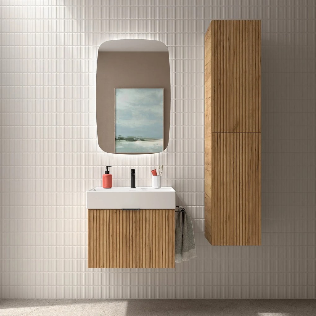 Muebles Raya onderkast ribbelfront 60cm met 1 softclose lade warm eiken