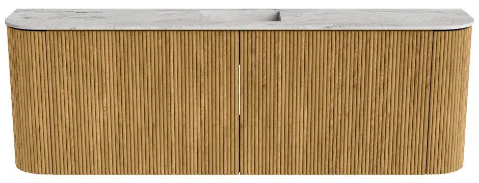 Mondiaz Joya DLux 125cm toiletmeubel ronding links/rechts oak met wastafel faye midden 1 kraangat glace