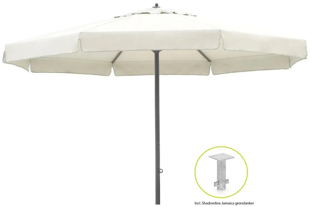 + 15% kassakorting | Parasol Shadowline Jamaica | Rond | 500cm | Met draaihendel | Grijs/Antraciet  | Kees Smit Tuinmeubelen
