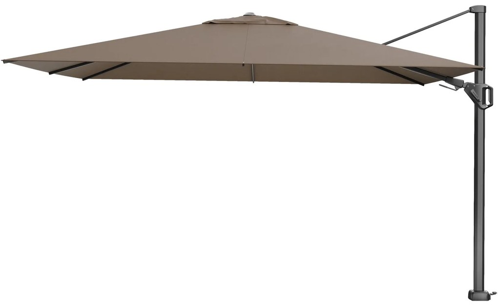 Platinum Challenger zweefparasol Premium T2 2,6x3,5 m - Havana Taupe met Modena voet en hoes