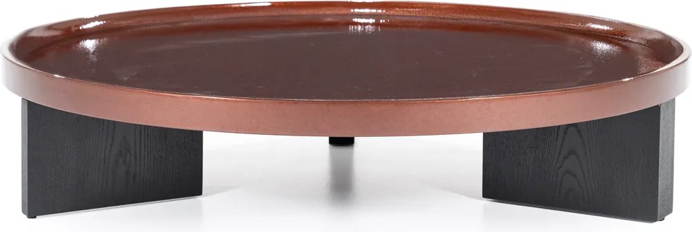 Ronde Salontafel Rood Glazuur 120 Cm - 120 X 120cm.