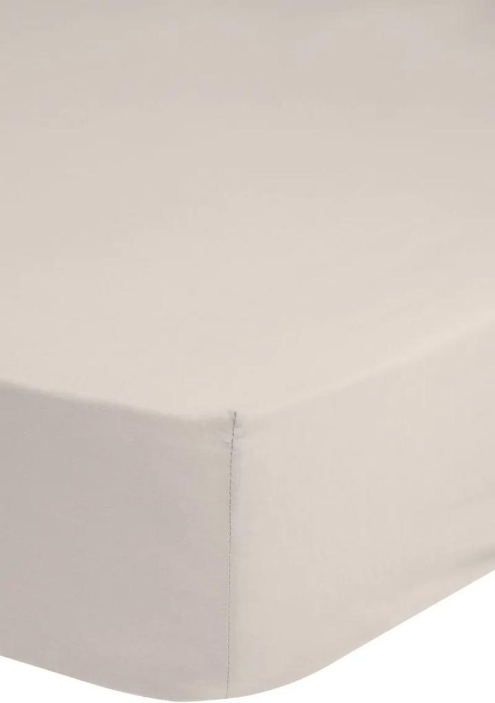 Katoenen hoeslaken strijkvrij, wit/zand (90x220)
