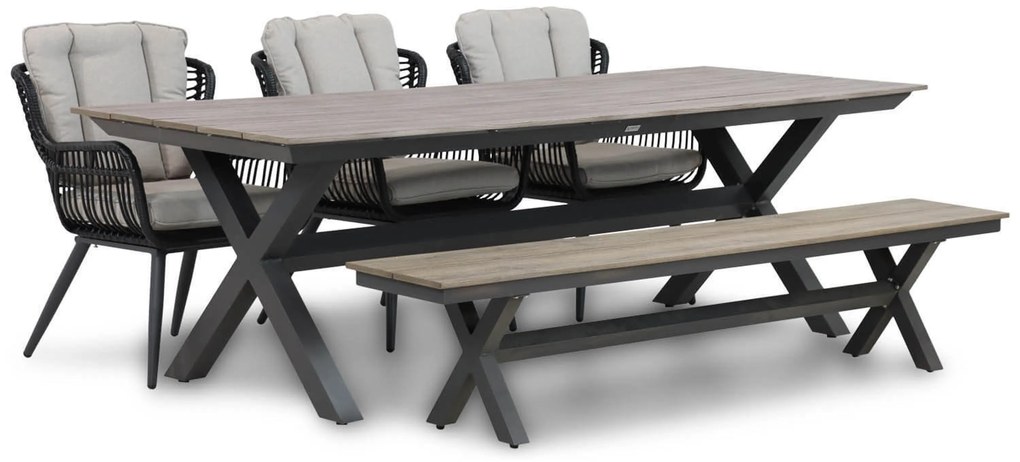 Picknick Set 6 personen 240 cm Wicker/Aluminium/Aluminium/wicker Zwart Coco Azzano/Forest