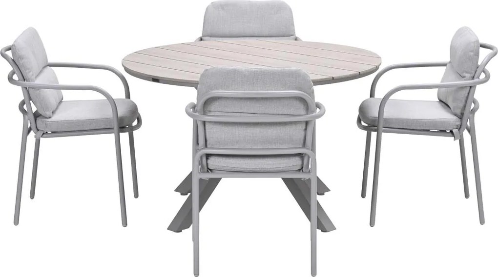Garden Impressions Senja tuinset 5-delig valley sand - Tulli tuintafel Ø122x75 cm - light teak vironwood