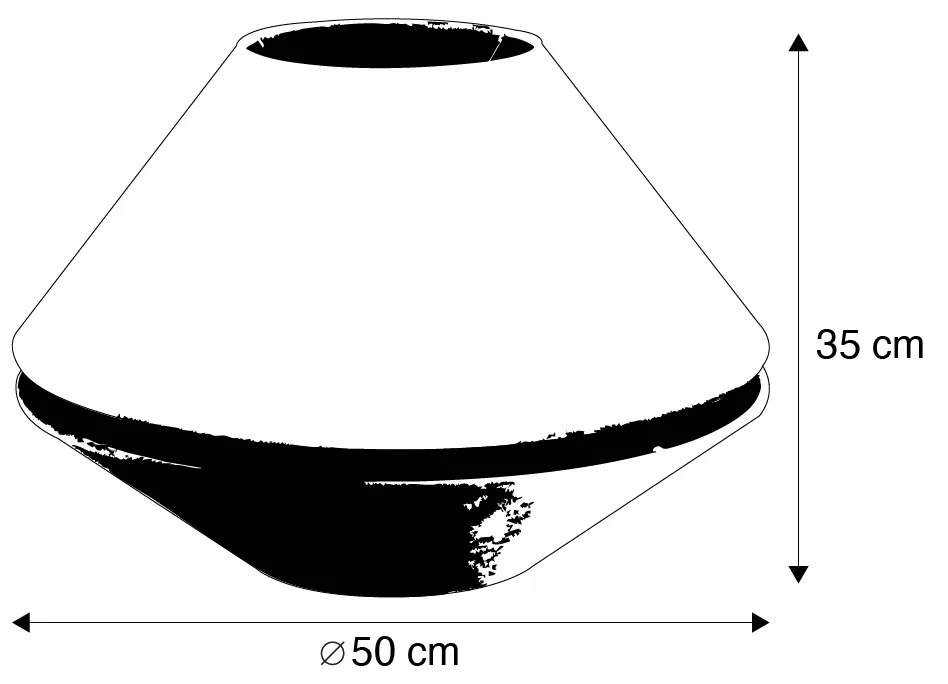 Dubbele velours lampenkap blad dessin en beige met gouden binnenkant