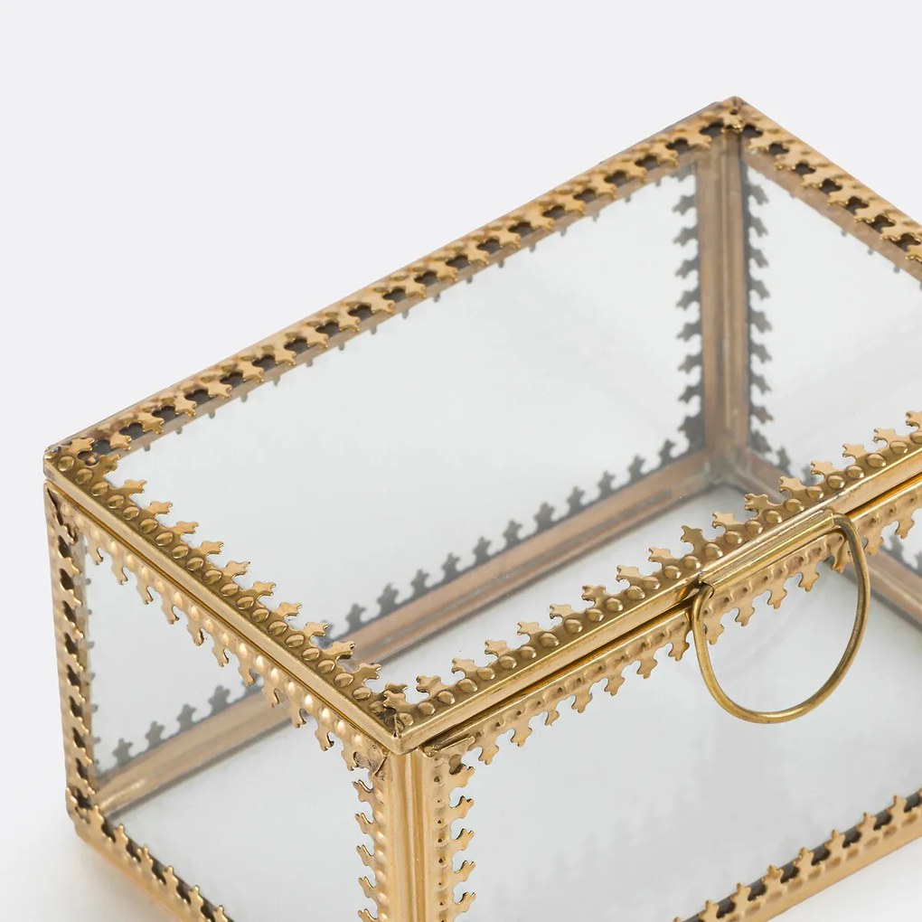 Rechthoekig vitrinekistje van glas en messing Stelia