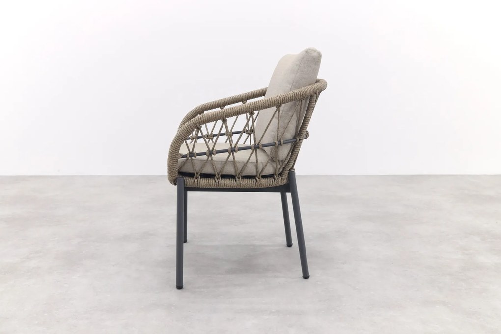 Julia naturel rope dining tuinstoel - Antraciet