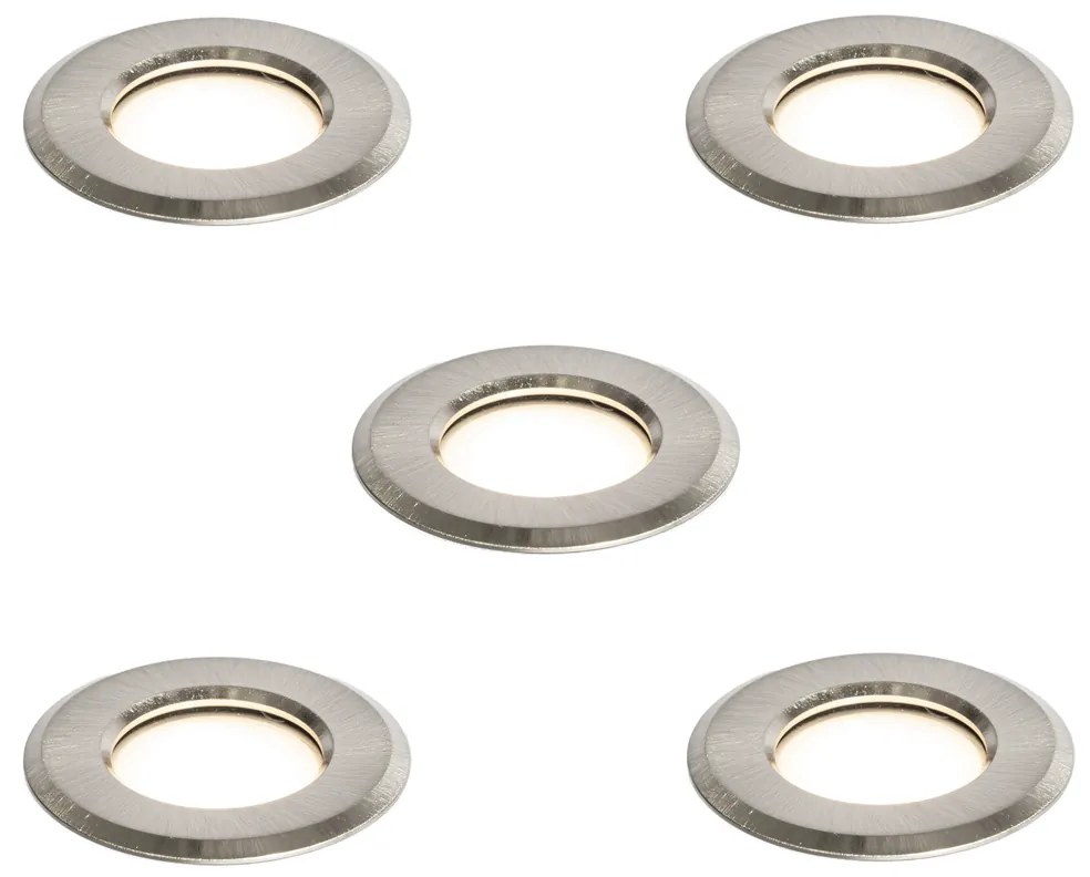 Set van 5 moderne inbouwspots aluminium incl. LED IP67 - Linsey