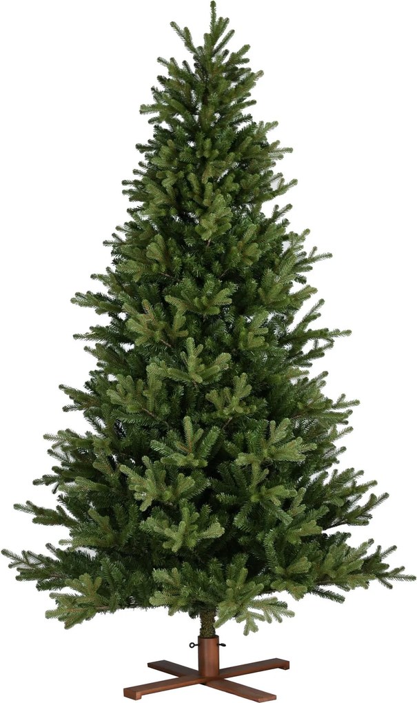 Vermont Hinged kunstkerstboom - 228 cm - Groen - Diameter 145 cm - 2662 tips - Houten voet
