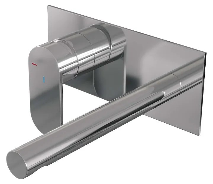 Brauer Chrome Edition ColdStart wastafelkraan inbouw rechte uitloop met achterplaat model C2 chroom