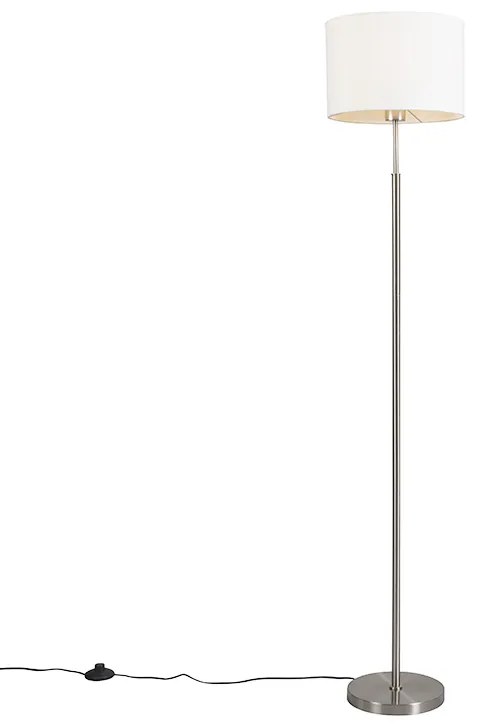 Stoffen Moderne vloerlamp staal met witte kap - VT Modern E27 rond Binnenverlichting Lamp