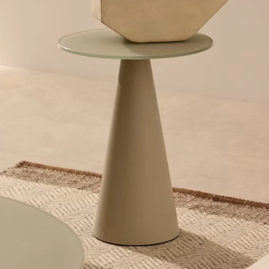Kave Home Wilshire Ronde Bijzettafel Mat Glas Grijs 35 Cm - 35 X 35cm.