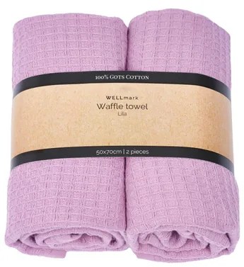 Wellmark CA 50x70cm theedoek - 2 stuks - waffle lilac 8720938454196