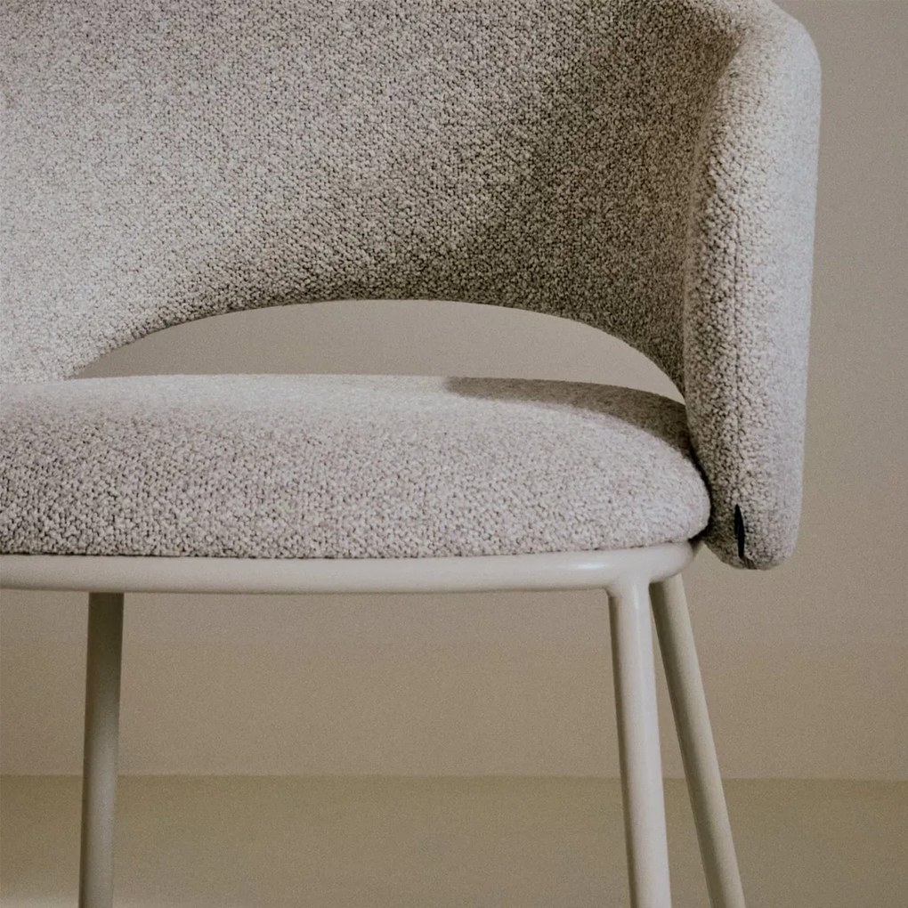 Kave Home Maina Design Eetkamerstoel Chenille Beige