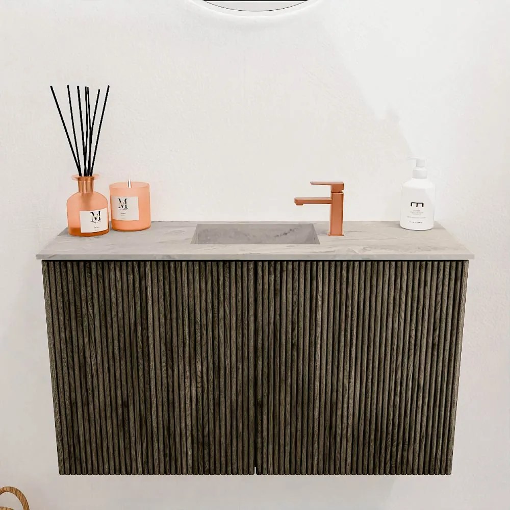 Mondiaz Joya DLux 70cm toiletmeubel shadow met wastafel faye midden 1 kraangat glace