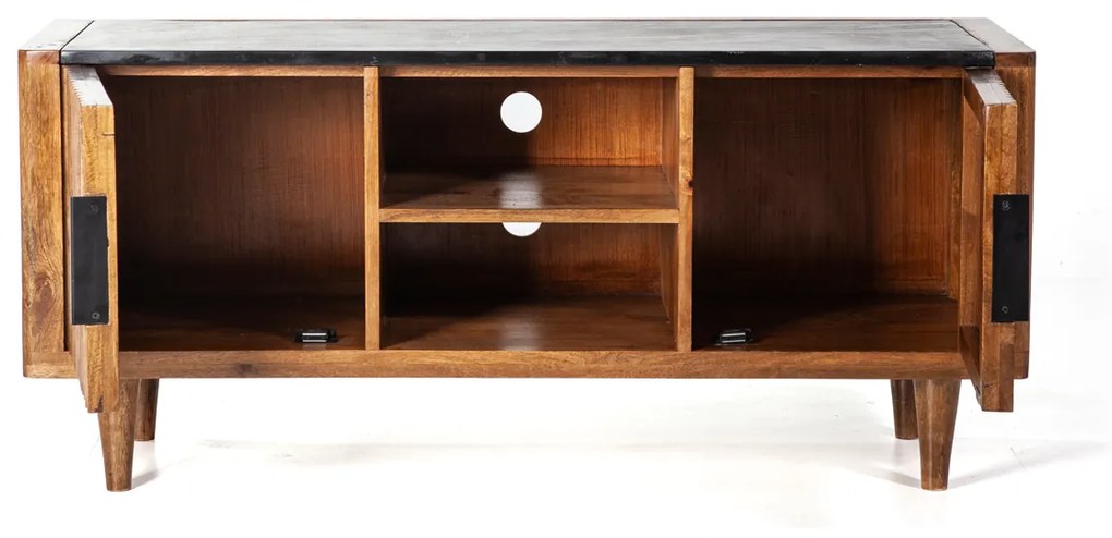 Eleonora Carter Retro Tv-meubel Mangohout Marmer 125 Cm - 125x41x56cm.