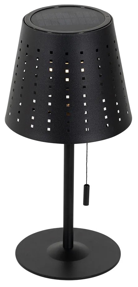 Buiten tafellamp zwart incl. LED 3-staps dimbaar oplaadbaar en solar - Ferre