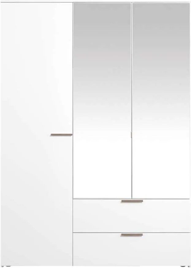 Kledingkast Tempo 3 deurs - hoogglans wit - 230x161x54 cm - Leen Bakker