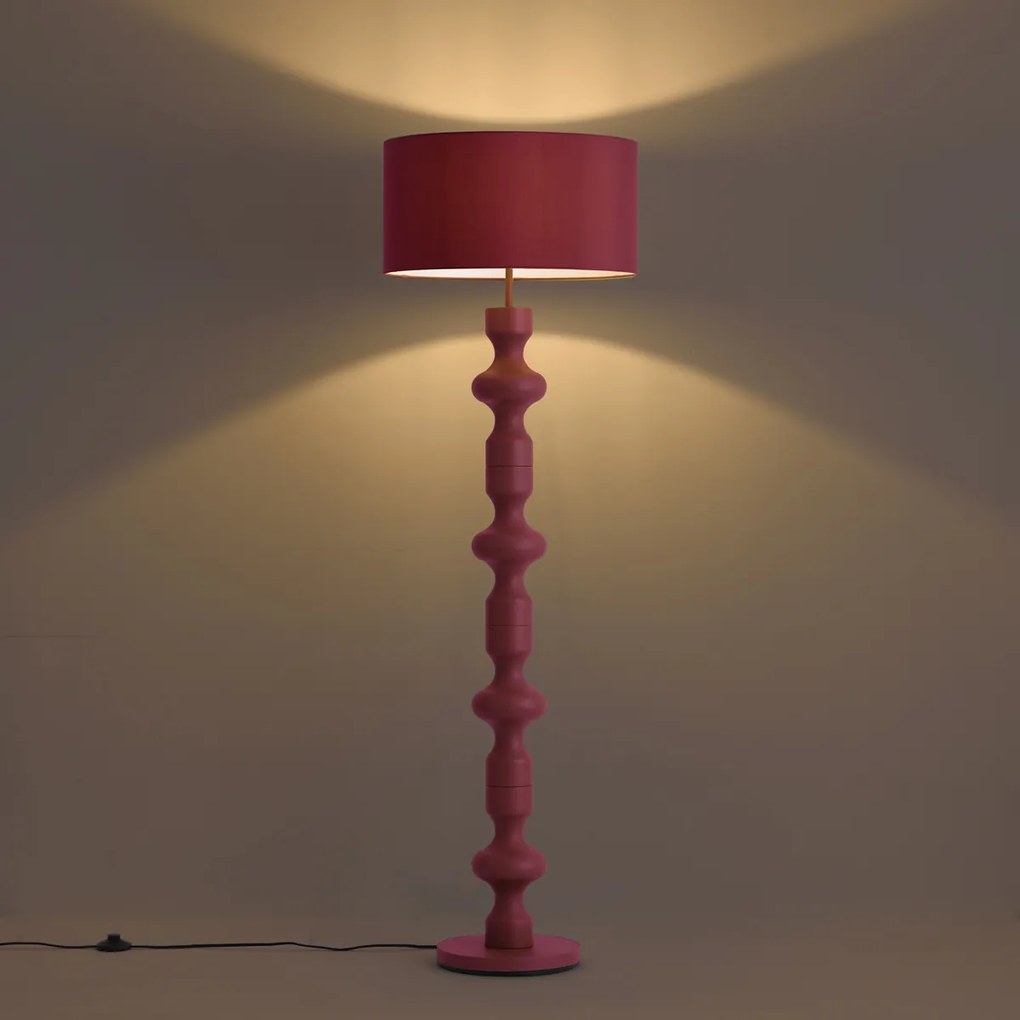 Retro vloerlamp plum met stoffen kap 160cm - Captain