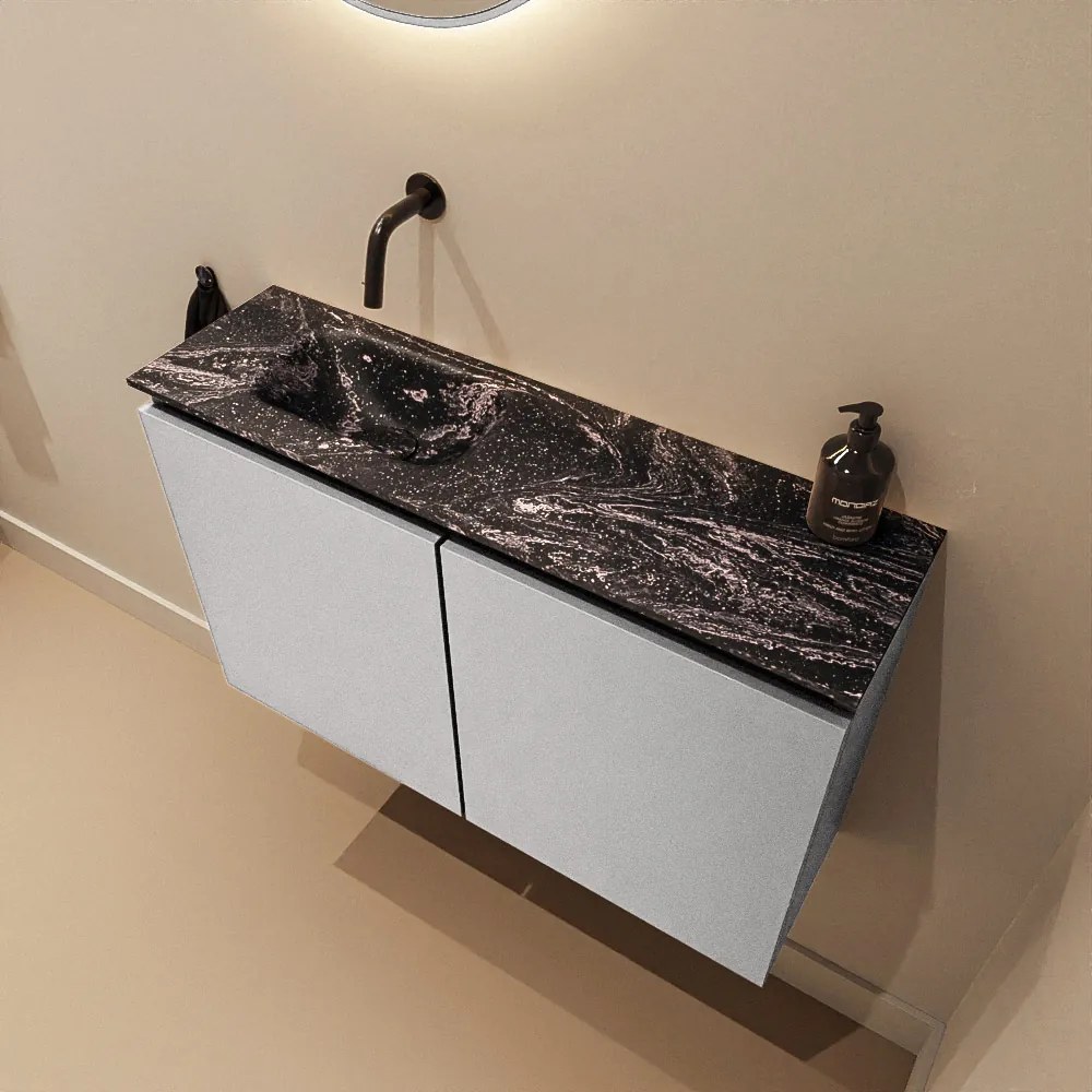 Mondiaz Ture DLux toiletmeubel 80cm plata met wastafel lava links zonder kraangat